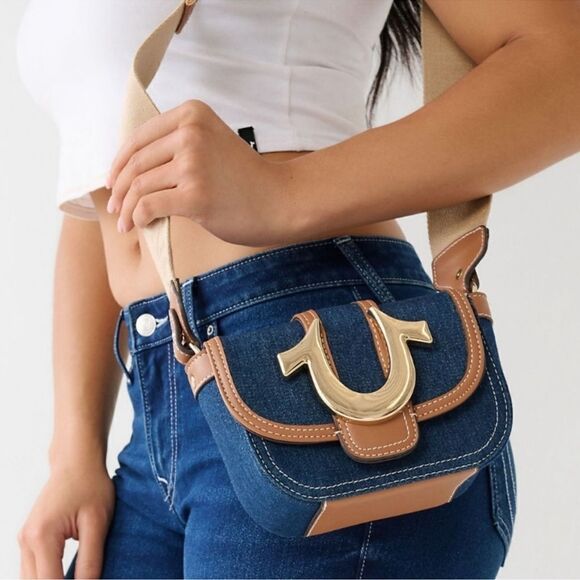 NWT True Religion Crossbody Bag Mini Flap Adjustable bag with Horseshoe Logo - Picture 11 of 13